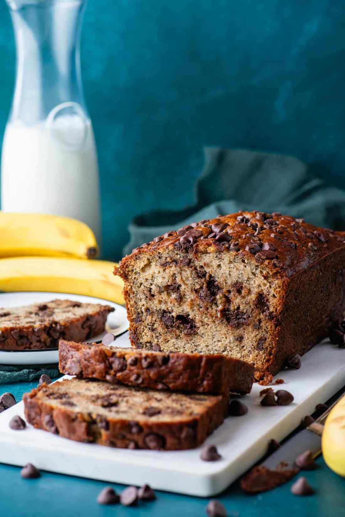 Golden‑brown chocolate chip banana bread with a tender crumb and sweet banana aroma