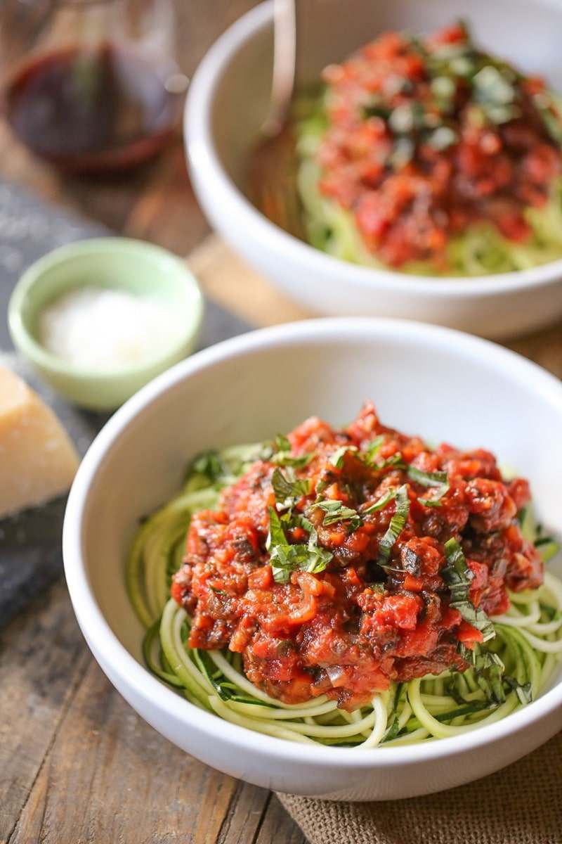 Creamy vegan zucchini noodle bolognese with smoky paprika, tossed in silky sauce.