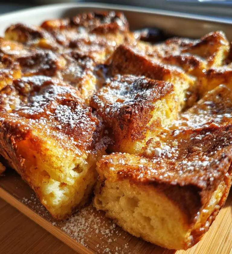 Golden custardy bread cubes drenched in maple syrup, warm cinnamon aroma, inviting breakfast treat
