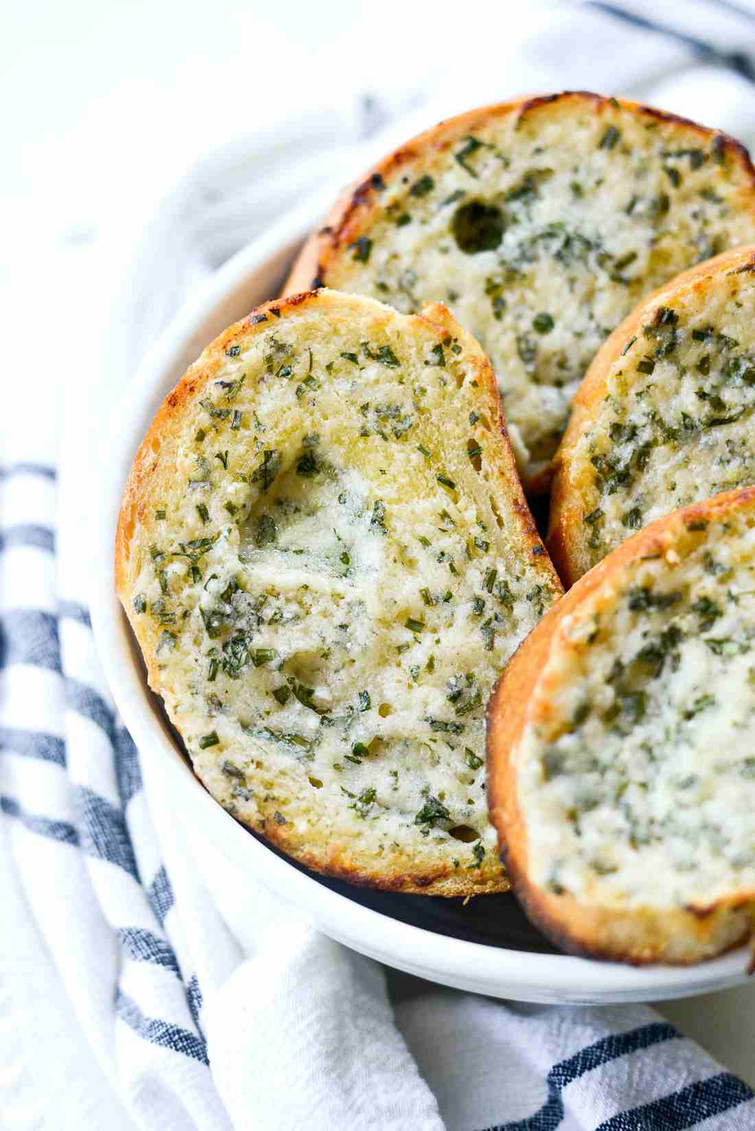 Golden crusted garlic bread topped with melted Parmesan, crispy and aromatic