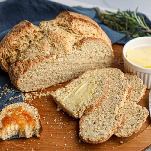Light, fluffy Irish soda bread loaf with a golden crust and airy crumb