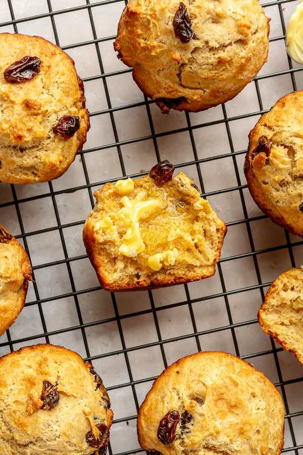 Whole‑wheat Irish soda bread muffins with golden tops and dense crumb