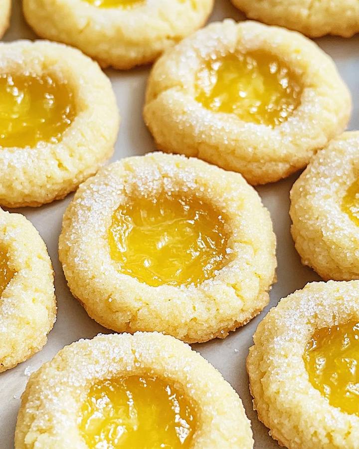 Soft thumbprint cookies filled with silky lemon curd and bright citrus zest
