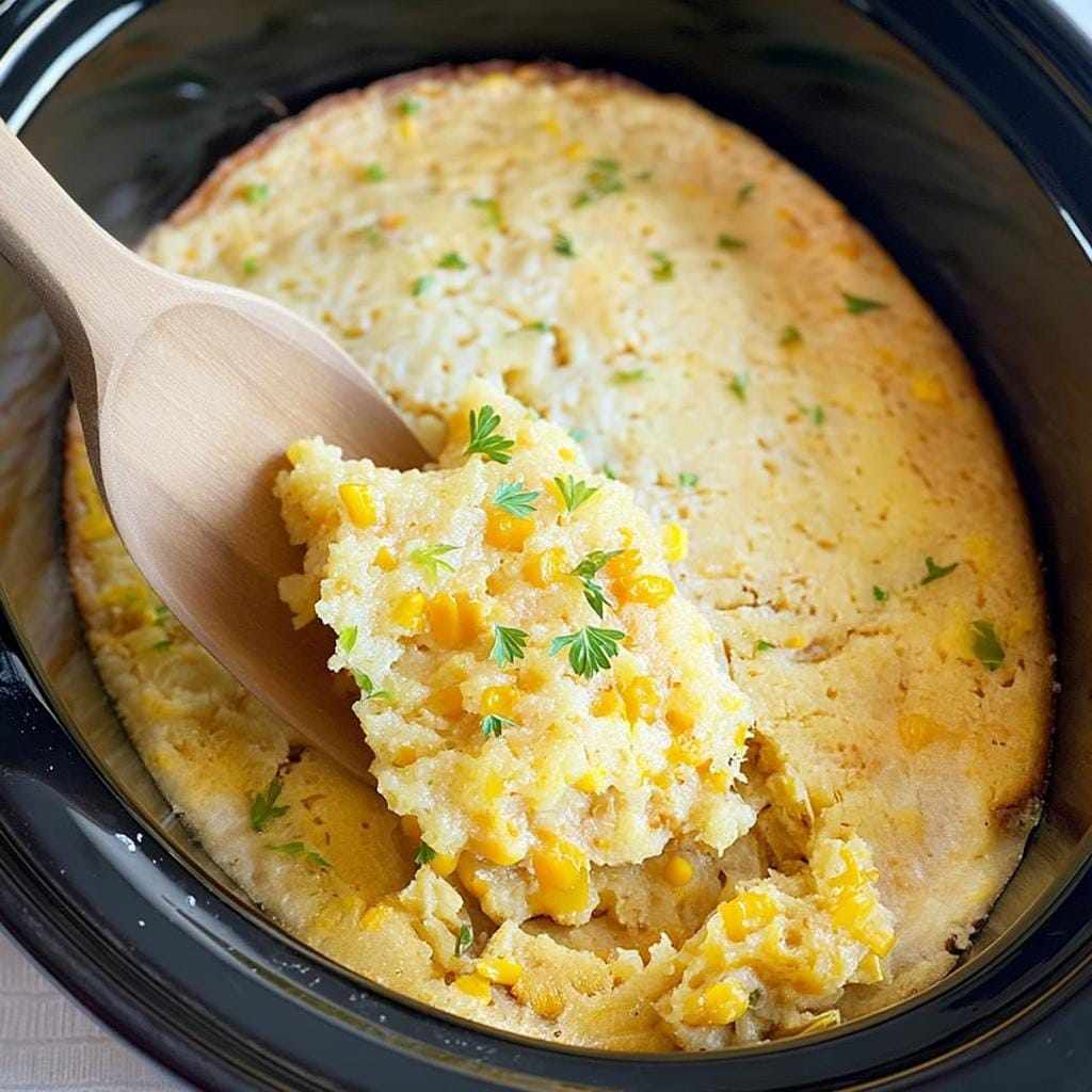 Creamy classic slow cooker creamed corn with sweet kernels and buttery sauce, a comforting crockpot side.